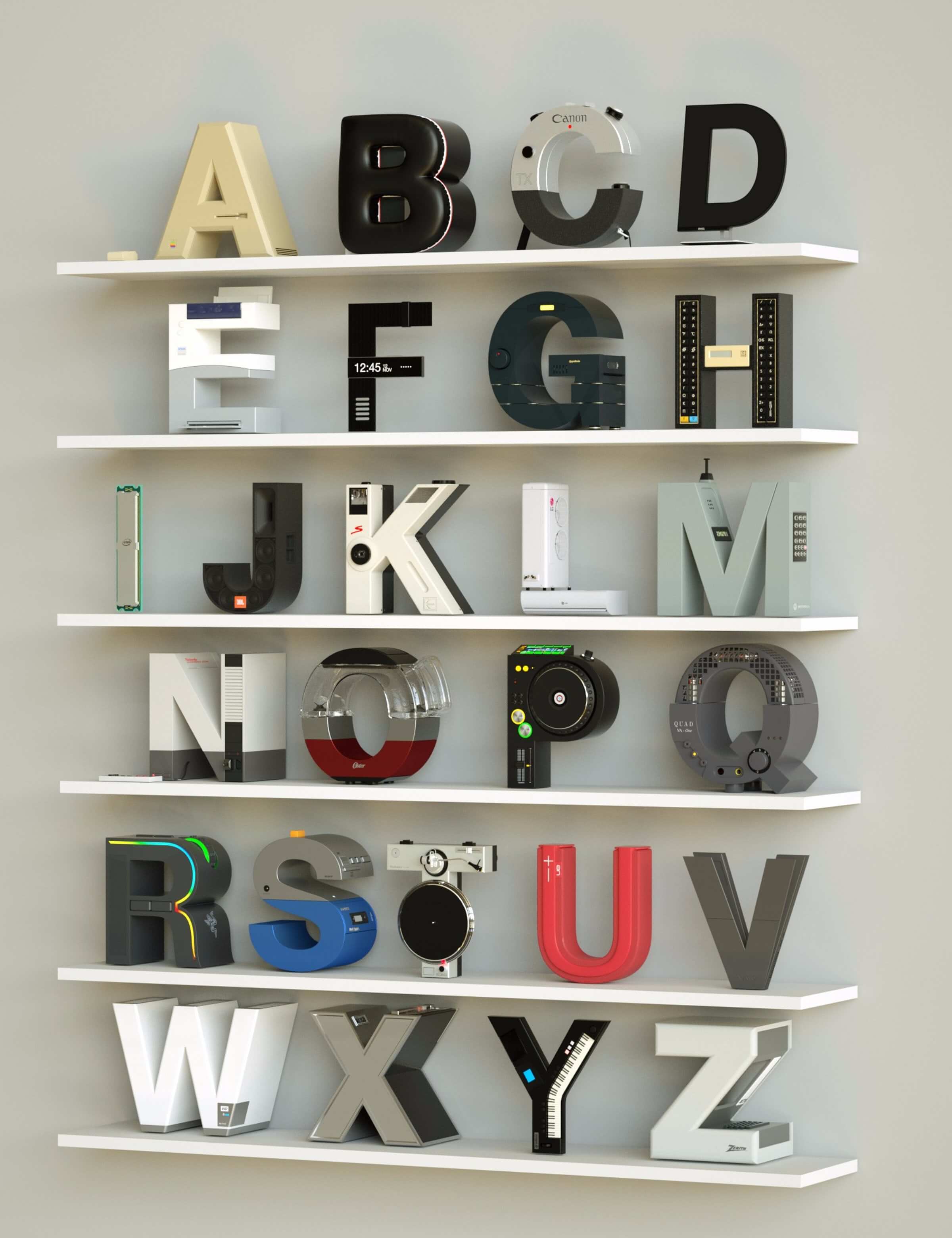 alphabet rendered vintage electronic gadgets 11 (1)