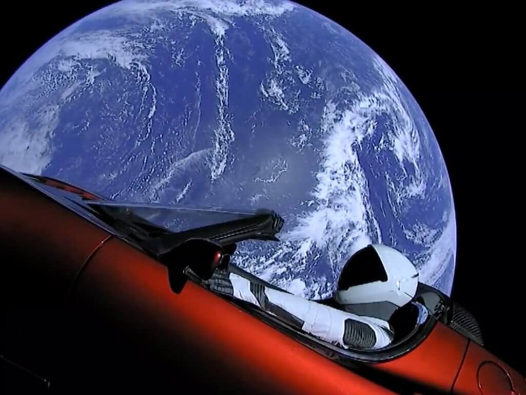 watch elon musks roadster tesla and the starman on their way to mars