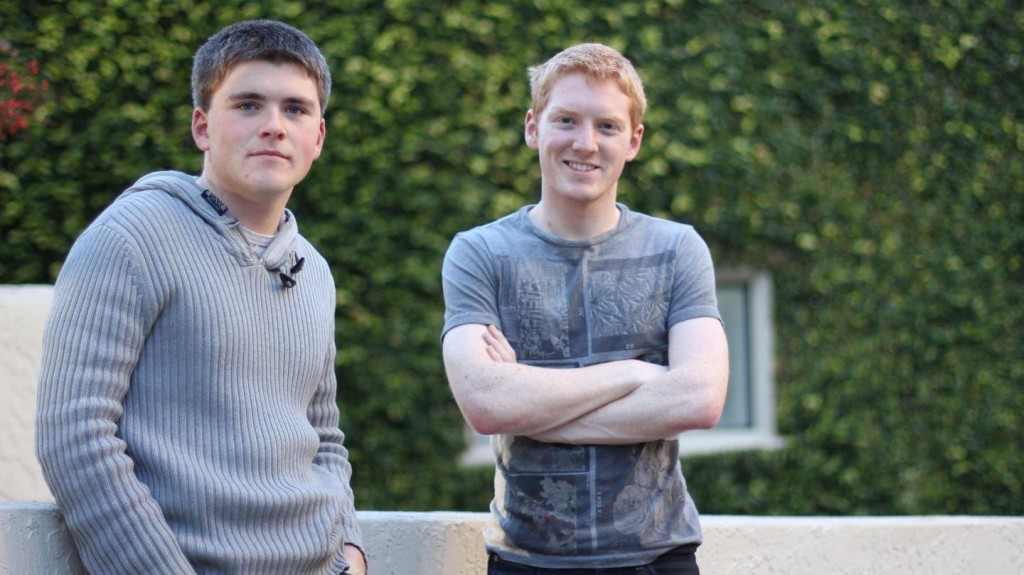 John (left) and Patrick Collison, co-founders of Stripe, outside their offices in Palo Alto, California