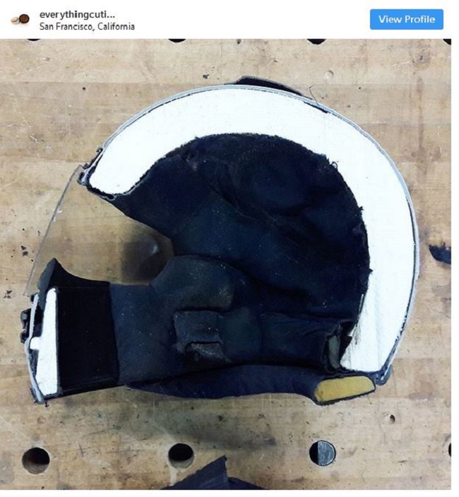 the insides of a helmet