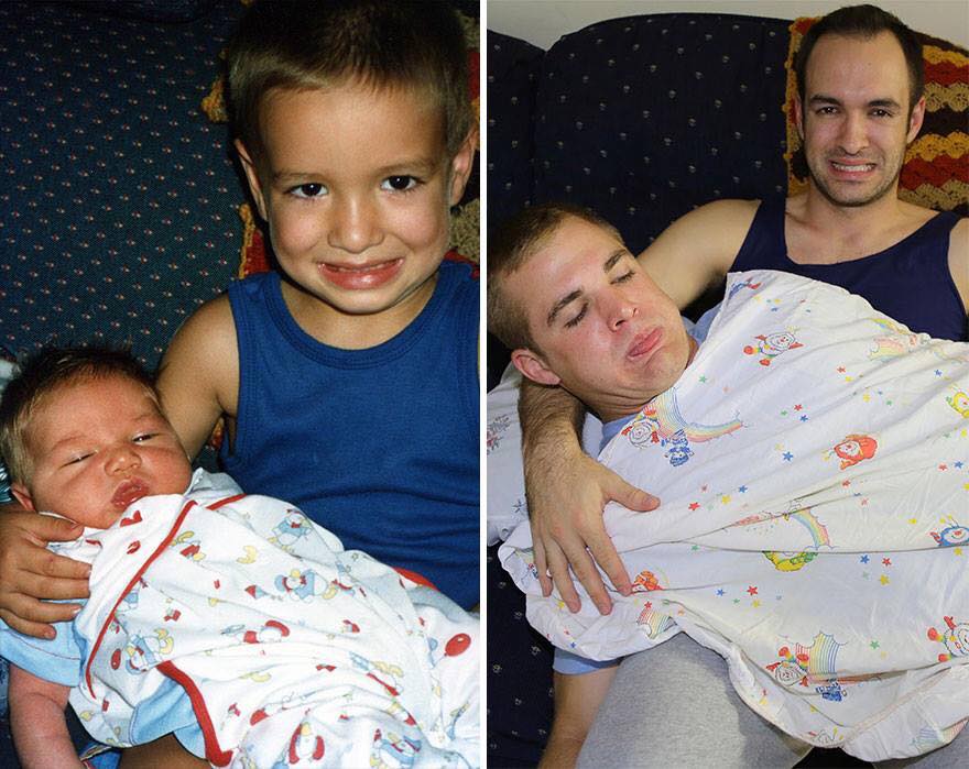 brothers gift their mother a remake of their childhood photos 5