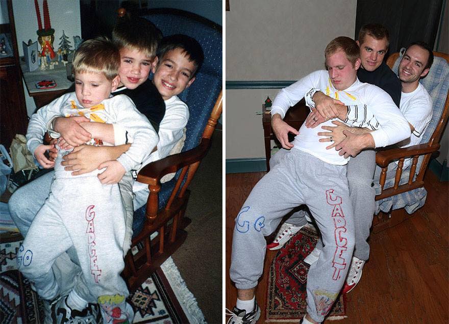 brothers gift their mother a remake of their childhood photos