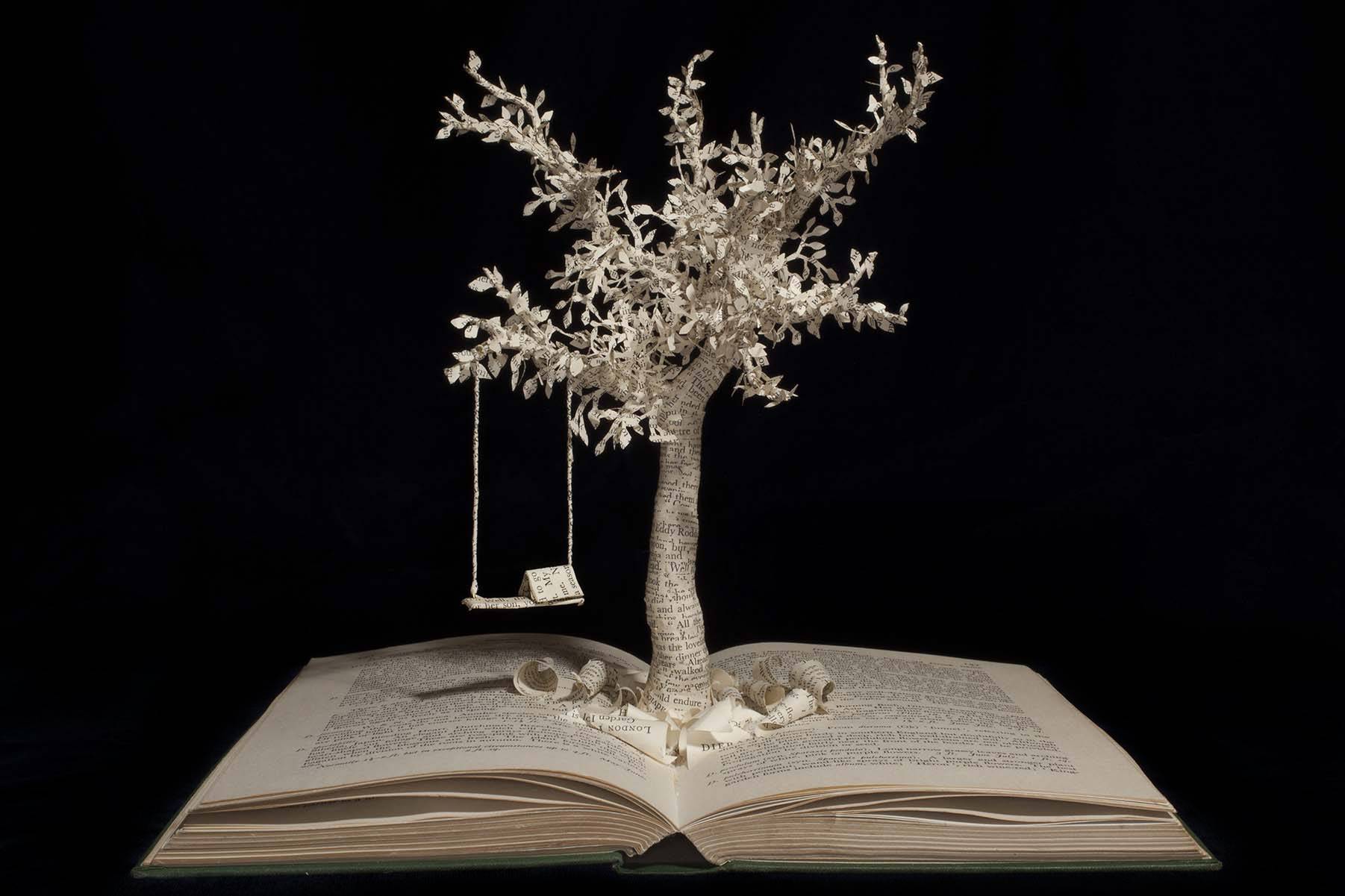 Artist creates incredible book sculptures from antique books paper