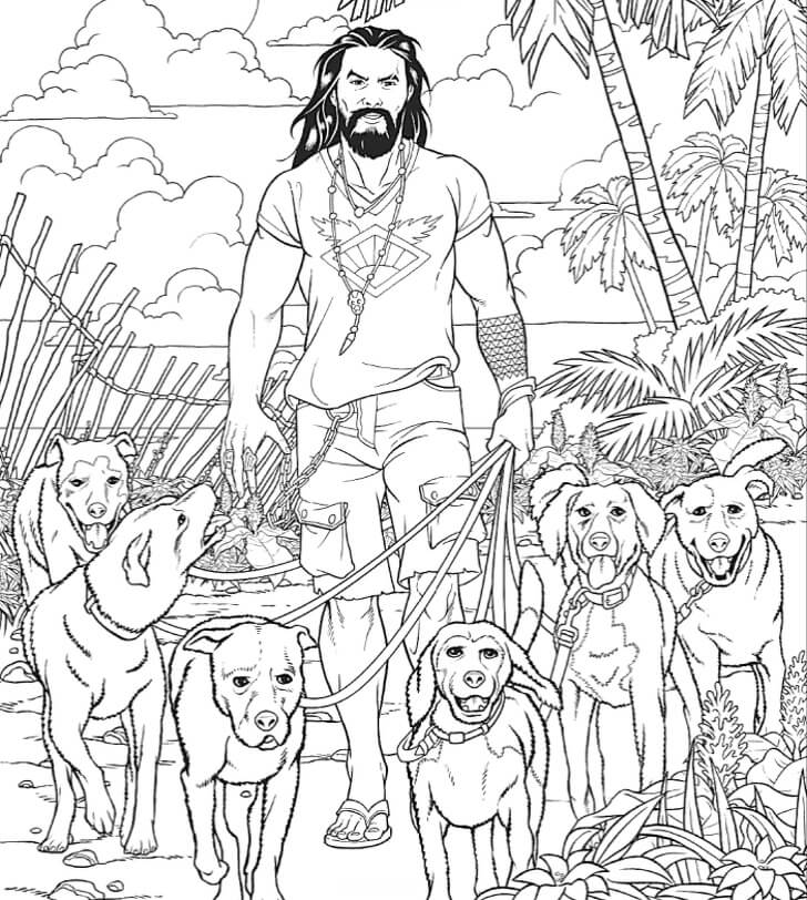 Jason Momoa and puppies