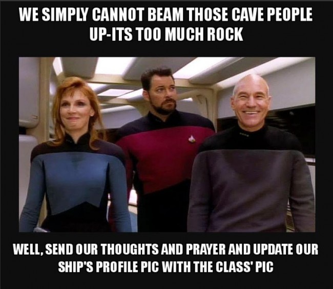 "We are in the Beam Star Trek Team" from makeameme.org