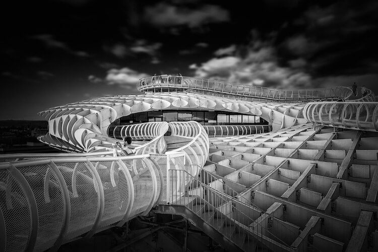 black and white architecture photos