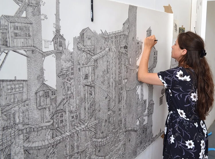 Artist Olivia Kemp Creates the Most Detailed Pen and Ink Landscape Drawings