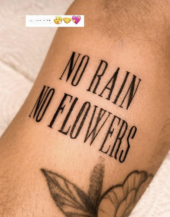 special font for the no rain no flowers tattoo design