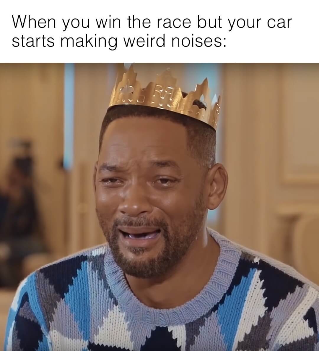 pic of will smith wearing a crown and crying 