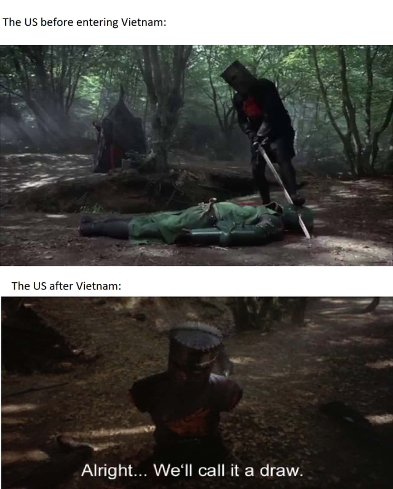 The black knight from monty python and the holy grail saying 