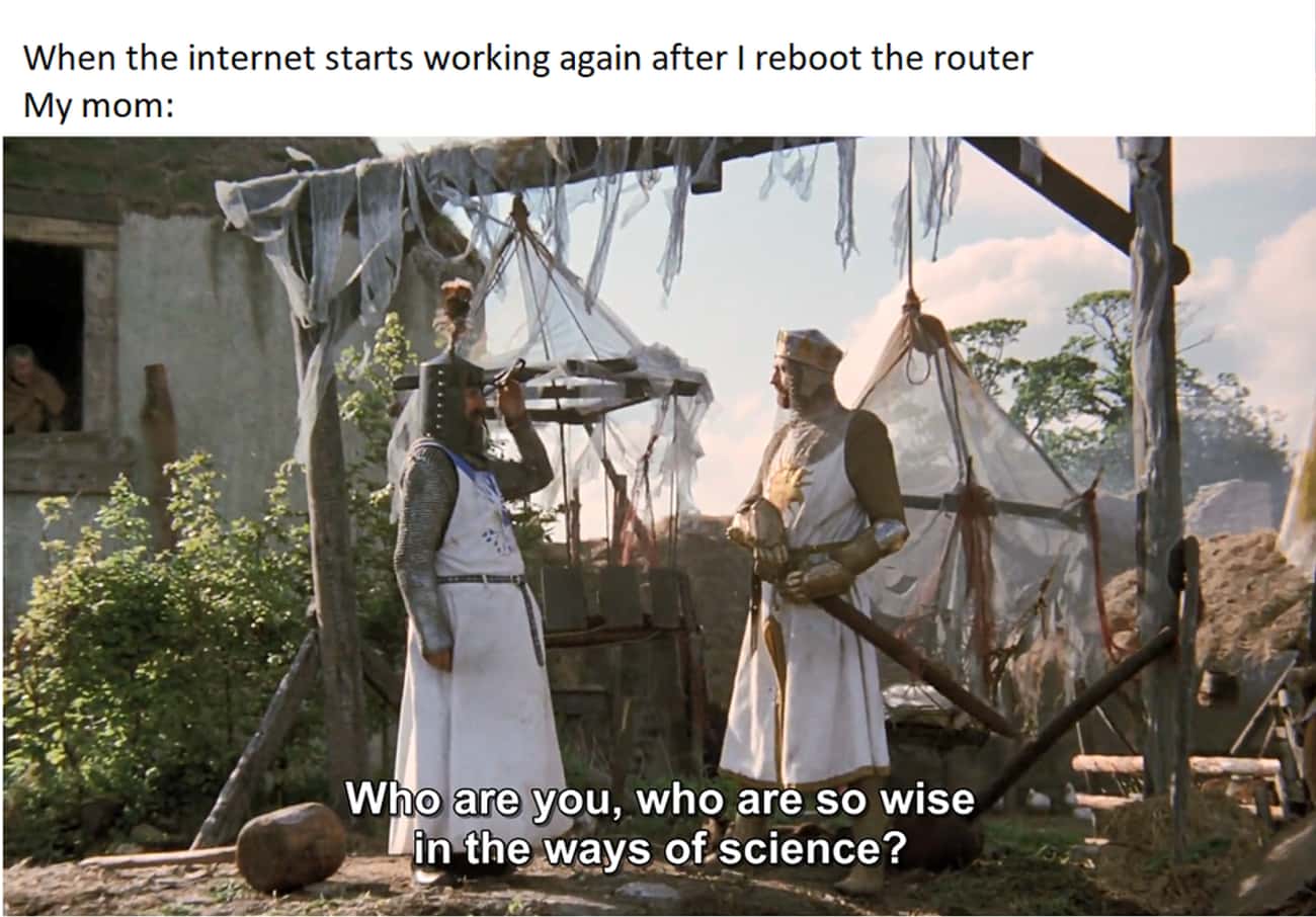 King arthur from monty python speaking to the scientist 